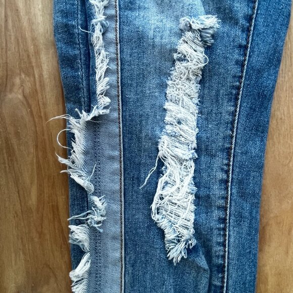 AKIRA MAYA FRAY MID RISE SKINNY WOMEN’S JEANS sz 7 W27 Dark Wash STRETCHY NWT - Picture 4 of 15